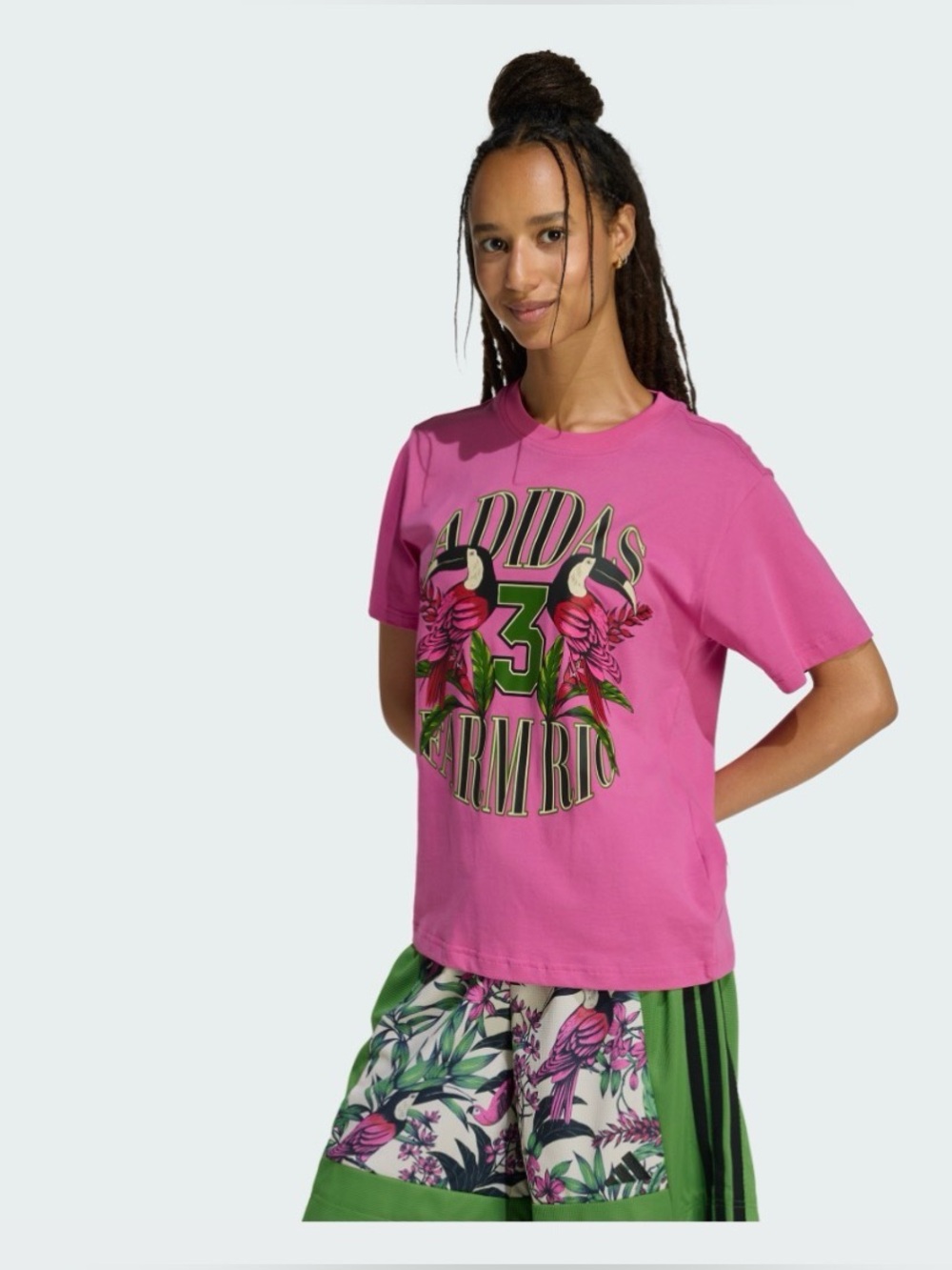 FARM Rio Pink Graphic Tee with Green Accents